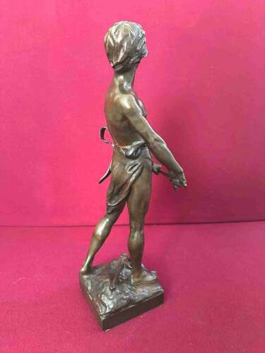 Raoul Francois Larche 1845-1916 Bronze Figure Of A Young Warrior
