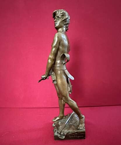 Raoul Francois Larche 1845-1916 Bronze Figure Of A Young Warrior