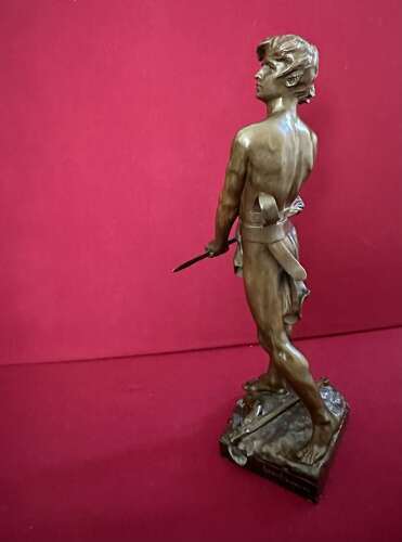 Raoul Francois Larche 1845-1916 Bronze Figure Of A Young Warrior