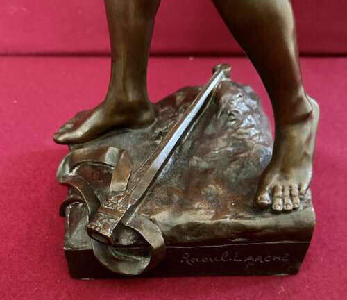 Raoul Francois Larche 1845-1916 Bronze Figure Of A Young Warrior