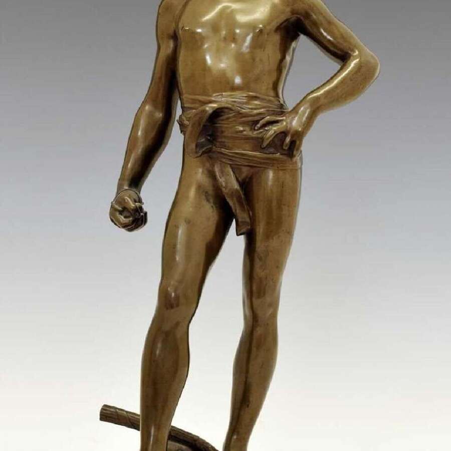 Striking Bronze Figure Of The Youth David Circa 1870