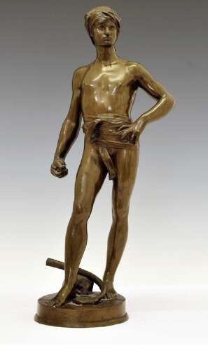 Striking Bronze Figure Of The Youth David Circa 1870