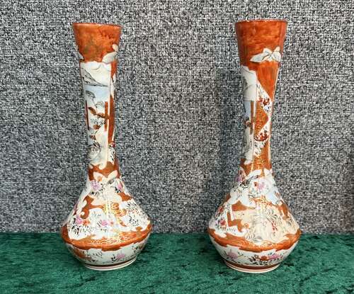 A Pair Of Kutani Vases Circa 1920