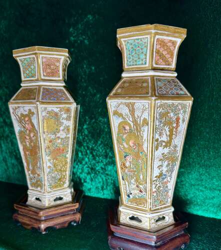 A Pair Of Polygon Japanese Vases Circa 1880. Meiji Period. Vase.