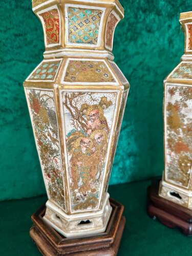 A Pair Of Polygon Japanese Vases Circa 1880. Meiji Period. Vase.