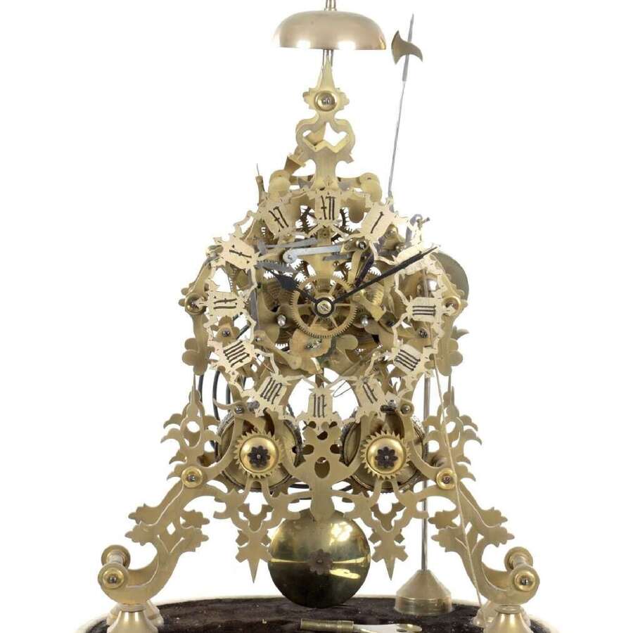 19th century double fusee skeleton clock