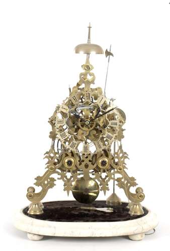 19th century double fusee skeleton clock