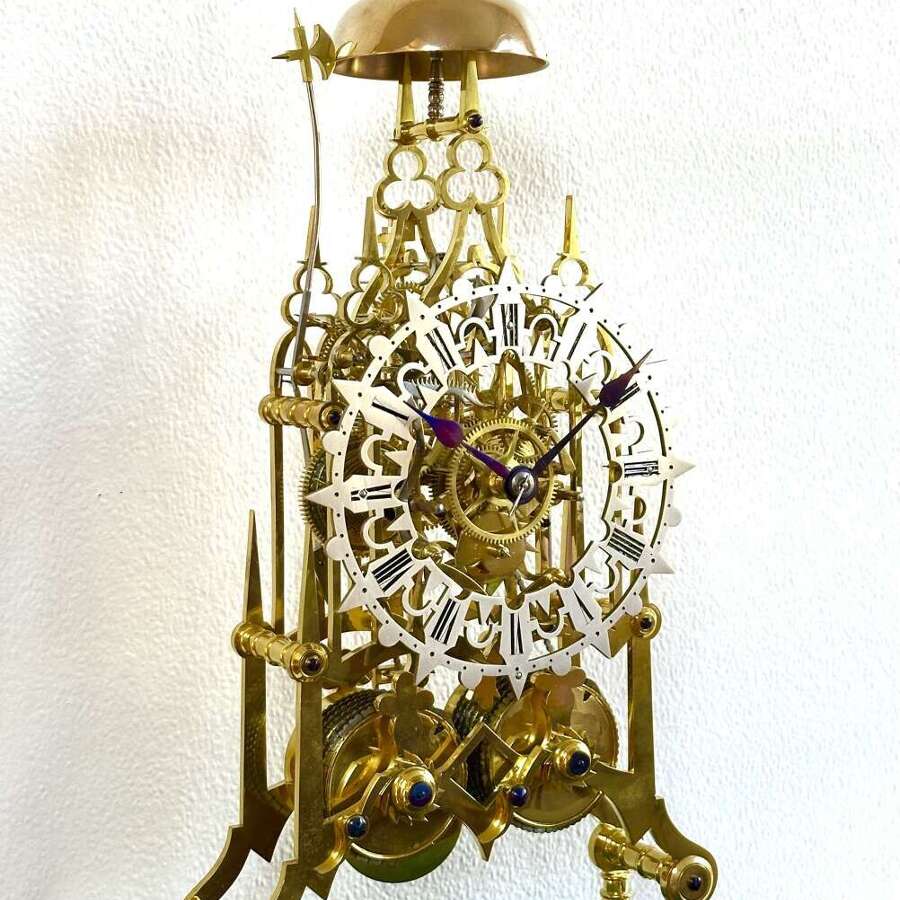 Skeleton clock, double fusee, circa 1890