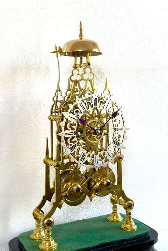 Skeleton clock, double fusee, circa 1890