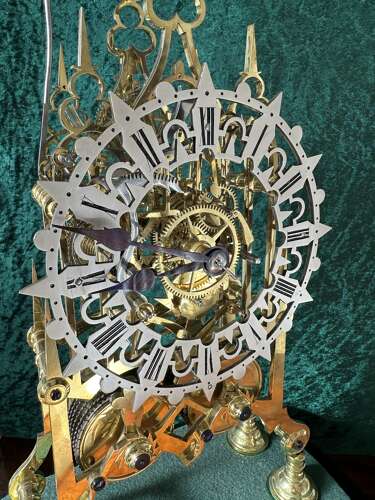Skeleton clock, double fusee, circa 1890