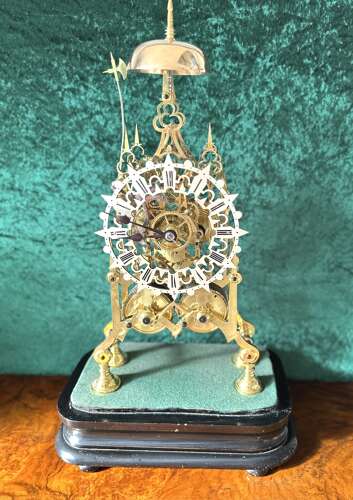 Skeleton clock, double fusee, circa 1890