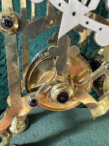 Skeleton clock, double fusee, circa 1890