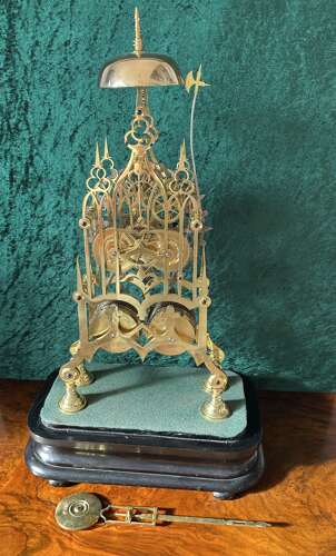 Skeleton clock, double fusee, circa 1890