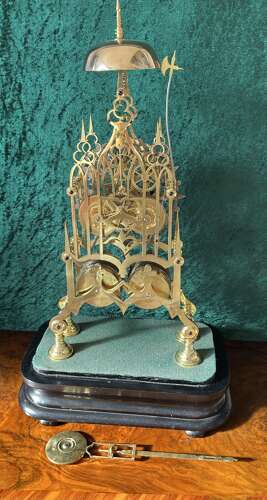 Skeleton clock, double fusee, circa 1890